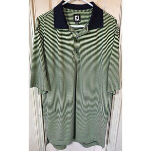Foot Joy Golf Green Striped Mens Lg Short Sleeve Athletic Polo Shirt